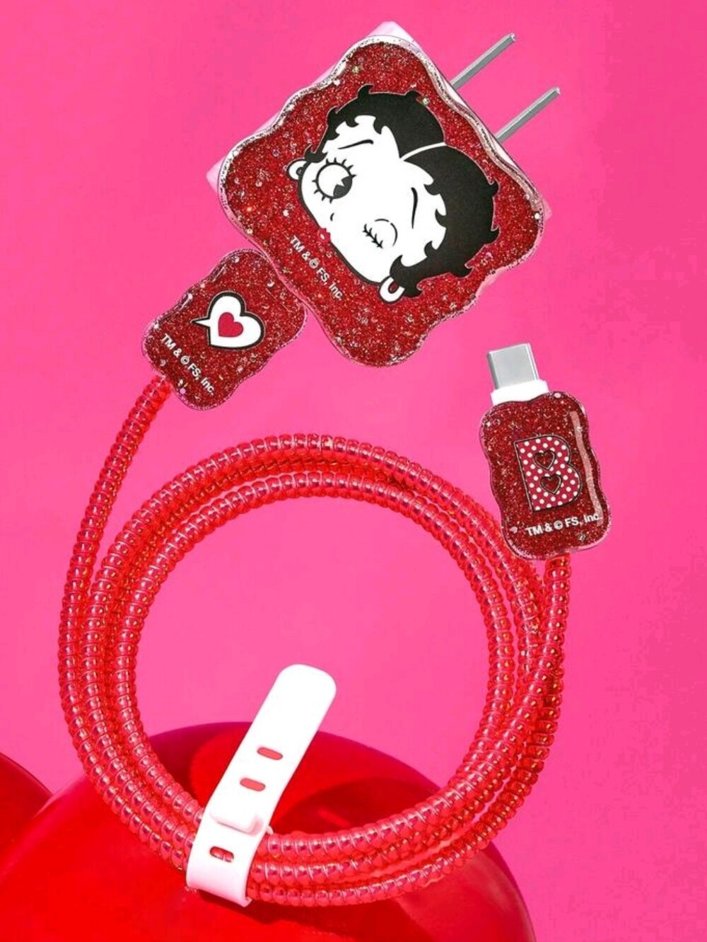 Betty Boop  3 Pcs Data Line Protective Cover, Charger
